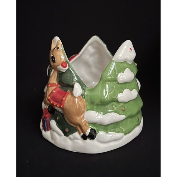 LENOX Rudolph The Red Nosed Reindeer Ceramic Porcelain Votive Candle Holder - Picture 2 of 11
